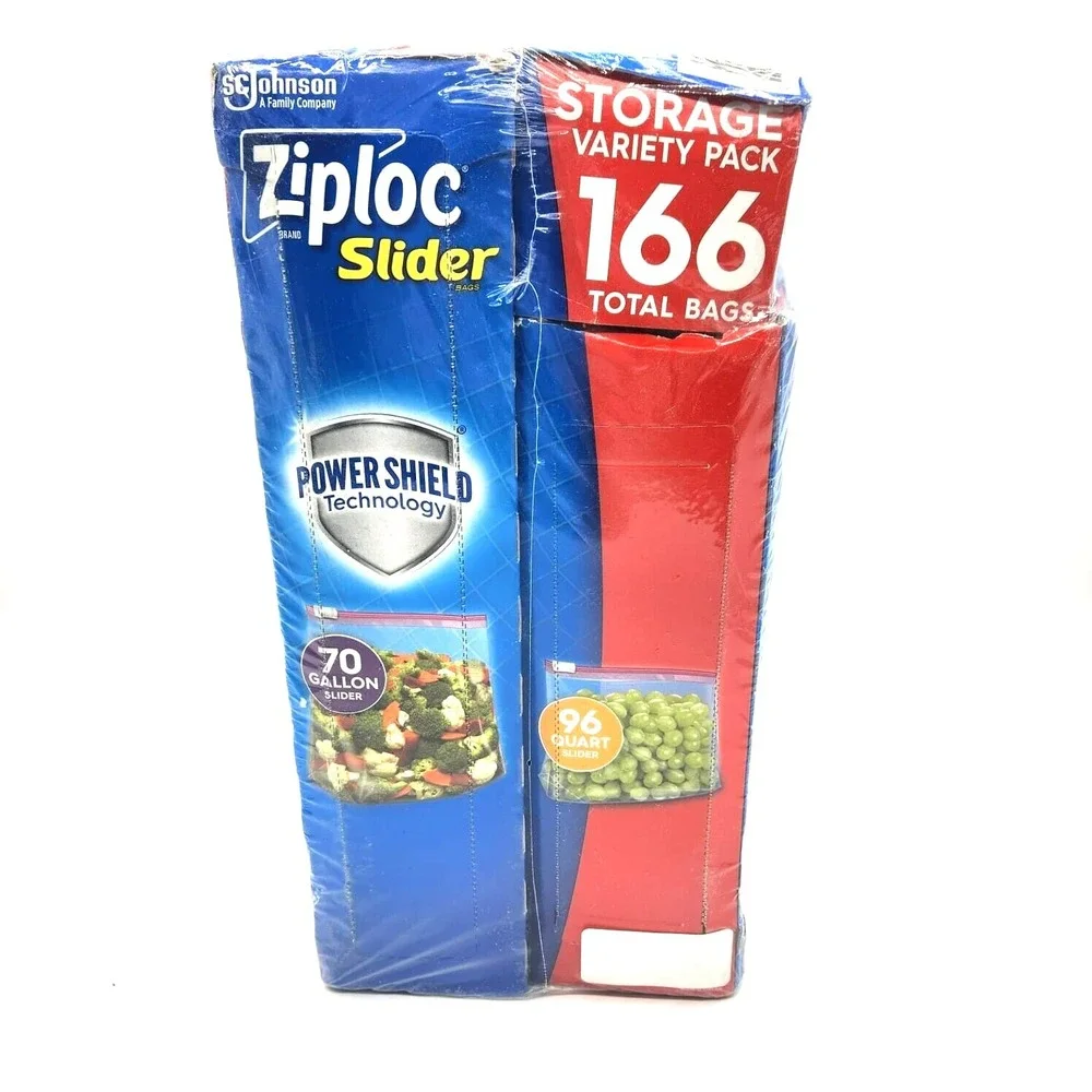 Ziploc Slider Variety Pack 166‑Count (96 Qt + 70 Gal) Food Storage Bags USA